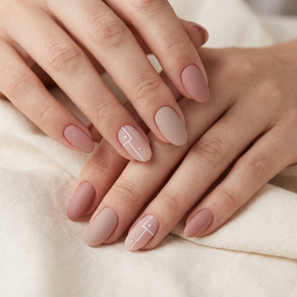 Diseño minimalista de uñas nude elegante